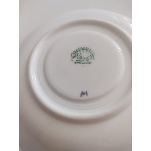 Vintage Grafton England Wide Mouth Tea Cup & Saucer set Blue & Floral 1950's - Picture 10 of 14